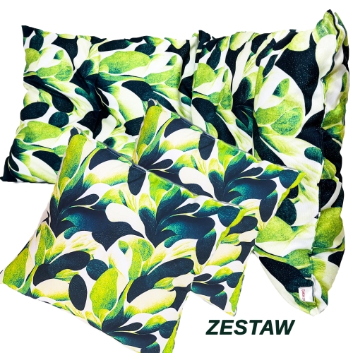 Promocja- Zestaw ogrodowy "Zielone Mohito" 2x poduszki 50x50 + długa poduszka 50x120